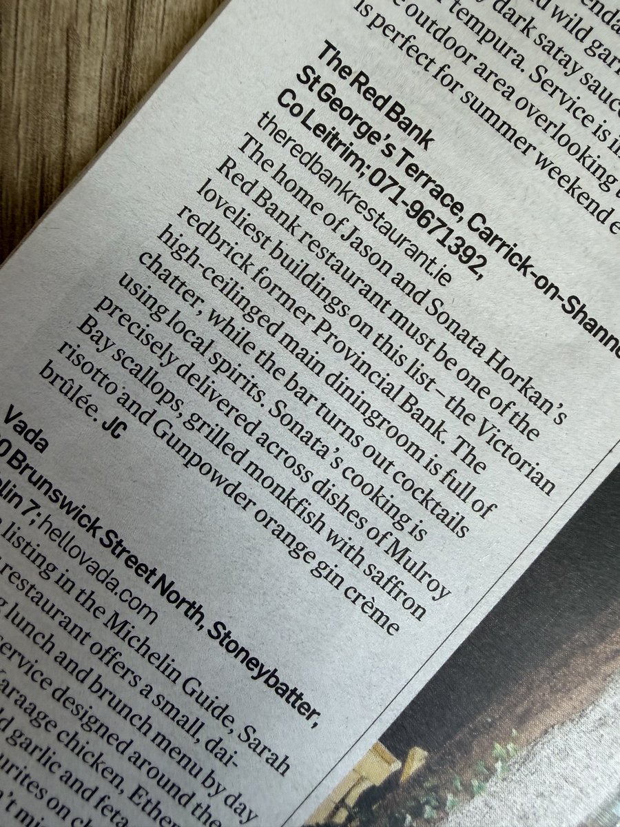 TheRedBank's tweet photo. Delighted to be included in the “Top 100 Great Places to Eat &amp; Drink in Ireland” by The Irish Times 🇮🇪

Huge thanks to our amazing team &amp; wonderful guests for all the support 🙏

Great food, great cocktails &amp; great people 💛💚
#TasteLeitrim #EnjoyLeitrim #IrishTime https://t.co/FDWJX9rC5a