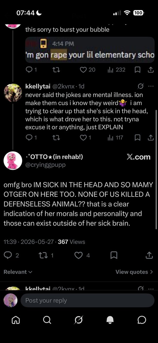 festivallace's tweet photo. @cryinggpupp @ghostlycal_ you can be mad at her? i'm frustrated because you and other people are trying to pretend like mental illness can't make people do things like this AND you justifying the same abuse that caused them to turn out like that under the guise of them being morally wrong so its ok https://t.co/ty7NCT8rSX