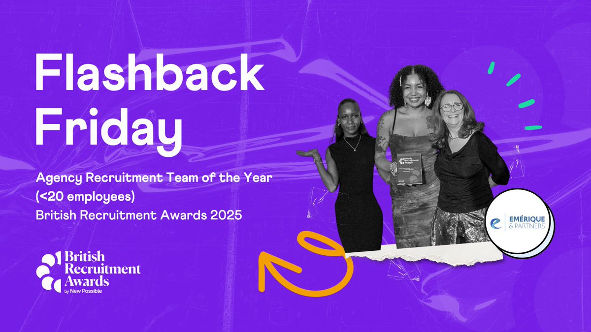 BritRecAwards's tweet photo. For our final flashback of the month, we're celebrating the British Recruitment Awards 2025 'Agency Recruitment Team of the Year (<20 employees)' Winner, Emérique &amp; Partners! 🏆📸

#Recruitment #Awards #HR https://t.co/7Jy50rdnPo