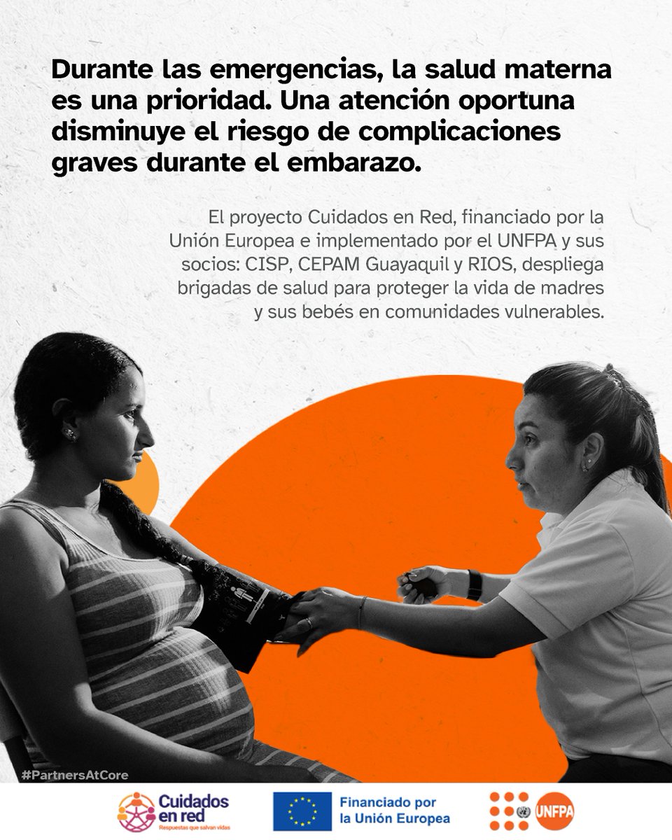UNFPAecuador's tweet photo. Durante las emergencias, la salud materna es una prioridad. Con financiamiento de la @eu_echo y junto a nuestros socios @CepamGuayaquil @RIOSECU_ORG, y #CISP desplegamos brigadas en 🇪🇨 para asegurar controles prenatales y prevenir las muertes maternas
#PartnersAtCore https://t.co/PT95opO4Cx