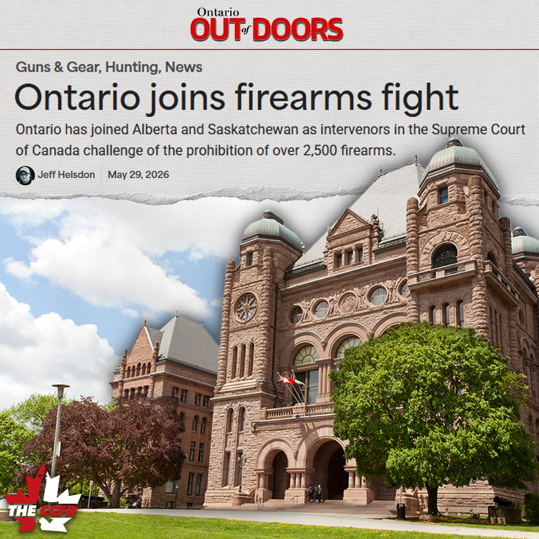 CCFR_CCDAF's tweet photo. “It's a very positive step to see Ontario join the fight and we look forward to engaging with other provinces to do the same and stack up behind the CCFR and all the applicants,” said @TWilsonOttawa, “Any opposition makes our case stronger.” https://t.co/GTxPOeJTMF https://t.co/wvms0MT8bX