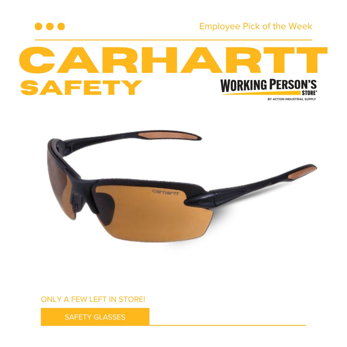 workingperson's tweet photo. 🔥 Employee Pick of the Week 🔥

Makylah’s pick: the Carhartt Safety Glasses 😎

“These are perfect because they combine the protection of a safety glass with the look and comfort of everyday sunglasses. The bronze lens helps reduce glare and provides great UV protection for brighter spring and summer days. They’re stylish, lightweight, and comfortable enough to wear all day — I even use mine daily for driving!” – Makylah

Perfect for both men & women and built for work or everyday wear. ☀️🦺

⚠️ Hurry — there are only a few left in stock! SKU L238242

#EmployeePickOfTheWeek #Carhartt #CarharttSafetyGlasses #SafetyGlasses #Workwear #SafetyFirst #PPE