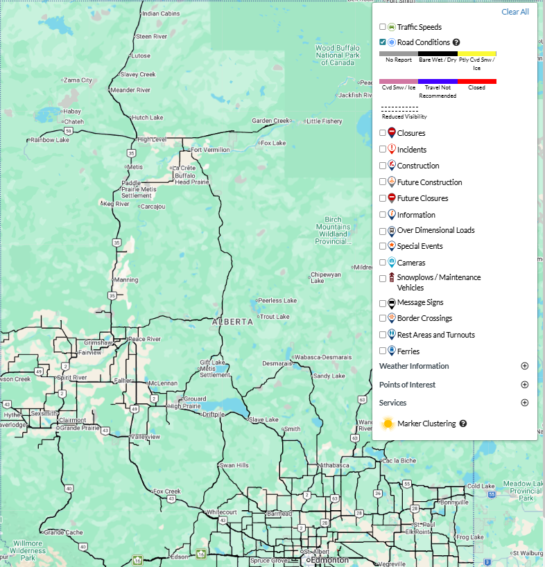 LaPrairieWorks's tweet photo. 511 Conditions Snapshot – Northern Alberta (8:45am): Bare-dry conditions in the north this morning. Drive with caution and adjust travel speeds accordingly. Conditions may change. Check 511 Alberta for updates. https://t.co/pFWvqM2QKK https://t.co/CETK4oYA6W