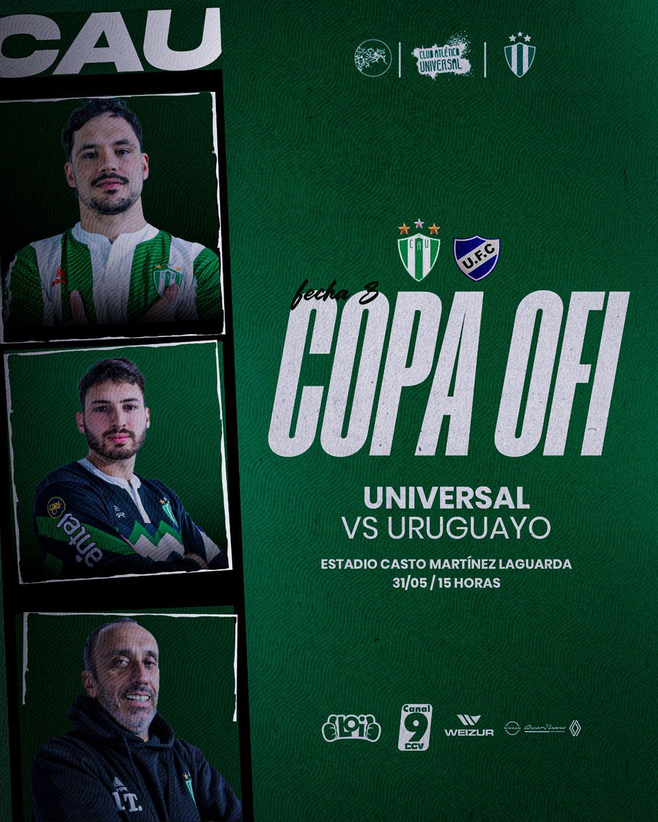 universal1910's tweet photo. 🔜 𝐏𝐫𝐨́𝐱𝐢𝐦𝐨 𝐩𝐚𝐫𝐭𝐢𝐝𝐨

🆚 Uruguayo 
📆 Domingo 31/05
⏰ 15 hs
📍 Estadio Casto Martínez Laguarda
🏆 @copadeclubesOFI 

𝙈𝙚𝙯𝙘𝙡𝙖 𝙙𝙚 𝙜𝙪𝙖𝙥𝙚𝙯𝙖 𝙮 𝙘𝙖𝙡𝙞𝙙𝙖𝙙 https://t.co/xqLYYsTO2X