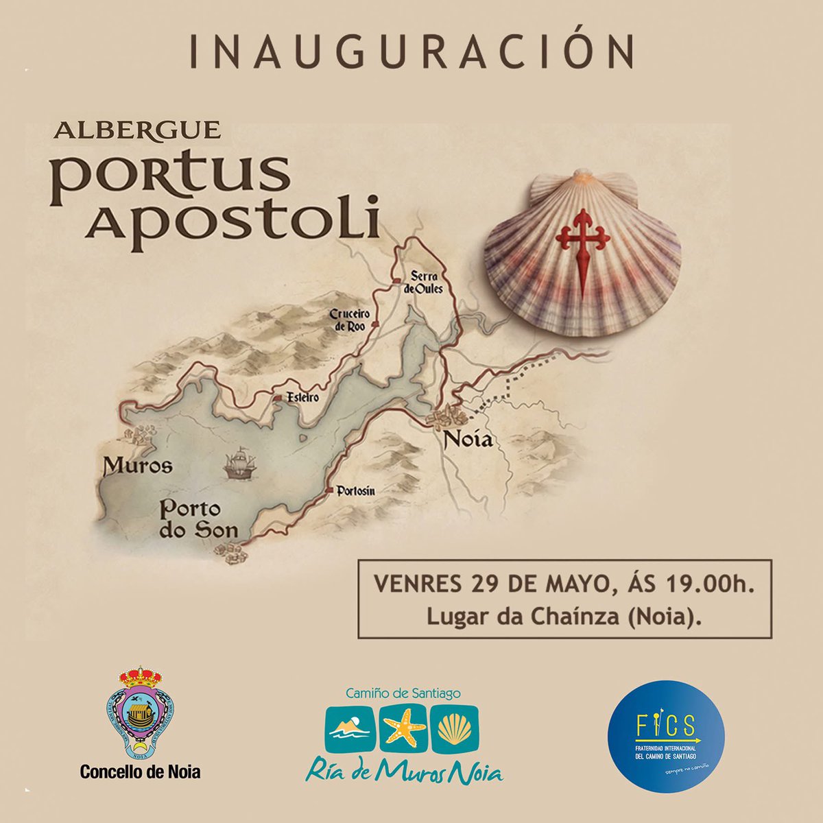 riadaestrela's tweet photo. En poco más de un par de horas, a las 19.00h, inauguraremos nuestro albergue PORTUS APOSTOLI, situado A Chaínza, Noia.
Un recinto que, gestionado por los voluntarios de la FICS está recibiendo las felicitaciones de los peregrinos.
Un orgullo para nuestro joven Camino! https://t.co/gVXo9KcUBl