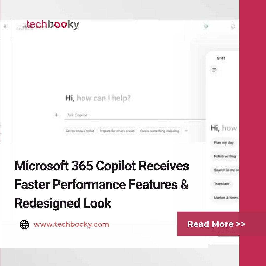 techbooky's tweet photo. Microsoft 365 Copilot Receives Faster Performance Features &amp; Redesigned Look

Microsoft is releasing a redesigned version of Microsoft 365 Copilot that loads twice as quickly and has a cleaner interface.

Tap to read more
👉 
🔗https://t.co/yo6x4cHFnj https://t.co/jhWkCT9TWh