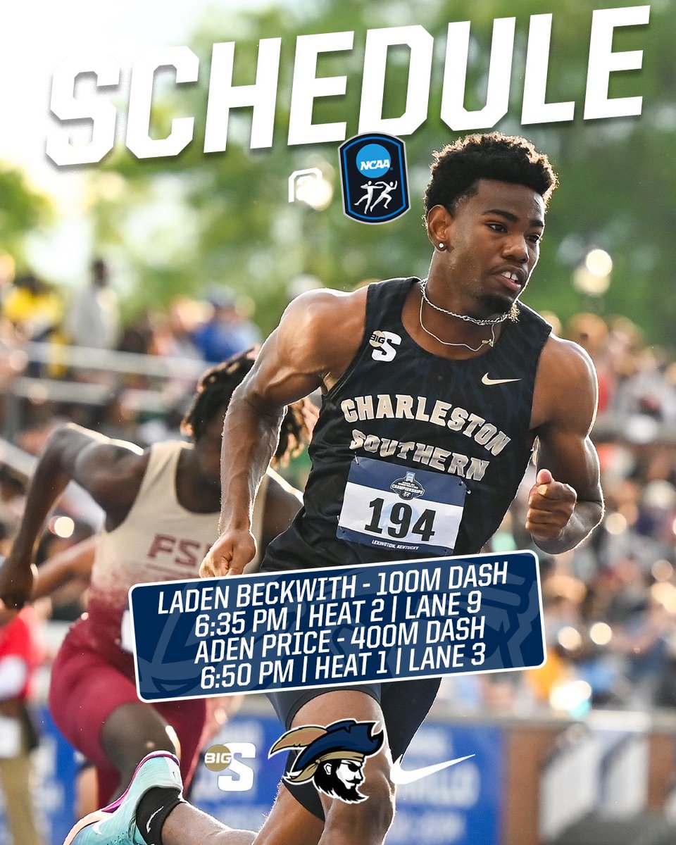 CSUXCTrackField's tweet photo. 𝐍𝐀𝐓𝐈𝐎𝐍𝐀𝐋 𝐐𝐔𝐀𝐑𝐓𝐄𝐑𝐅𝐈𝐍𝐀𝐋𝐒 🏴‍☠️

Laden and Aden will race tonight in the national quarterfinals of the 100m and 400m dashes. The top 3 finishers in each of the 3 heats and the next 3 fastest times will advance to the National Championship in Eugene,OR!

#BucStrong https://t.co/BppGBHdLXZ