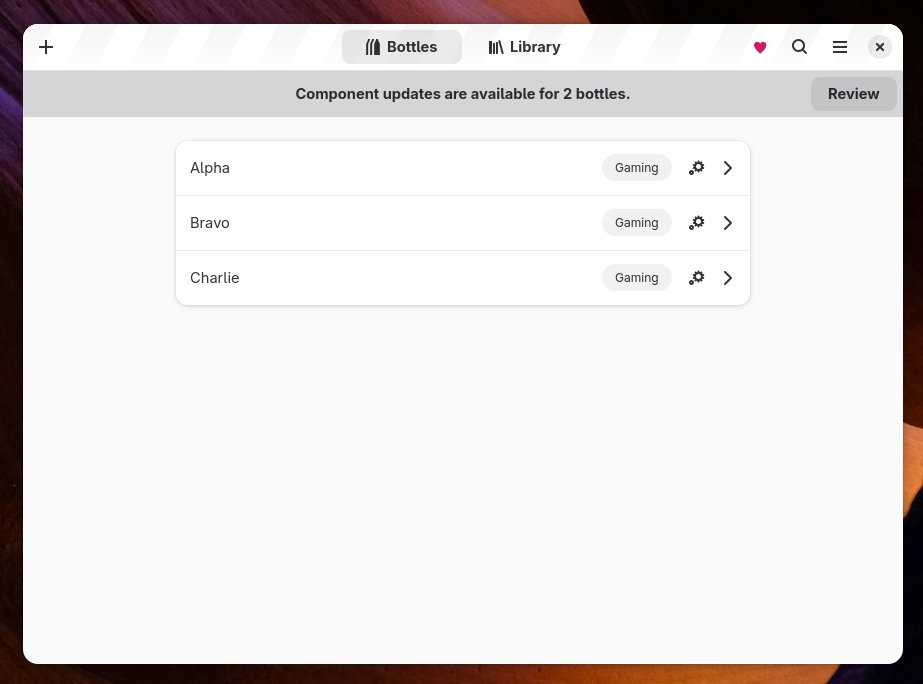 usebottles's tweet photo. With Bottles v64 will be possible to update components for one or more components in an simple way!

#Windows #Linux #OpenSource #Development https://t.co/6HEpgqawA6