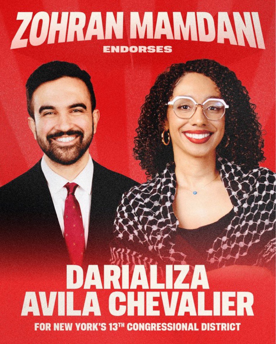 MamdaniWatch's tweet photo. BREAKING: Zohran Mamdani endorses Darializa Avila Chevalier, a democratic socialist running against Rep. Adriano Espaillat in next month’s primary election, 

She called former President Biden “a r*pist” and “a w*r criminal” on social media in 2020. She also blasted former Vice President Kamala Harris and former Mayor Bill de Blasio in her diatribes, slamming the former as “a cop” and the latter as a racist, the screengrabs show.