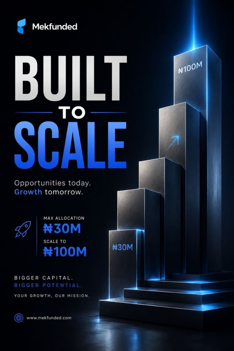 mekfunded's tweet photo. Small account today. Bigger capital tomorrow. 🚀
Start with up to ₦30M allocation and scale all the way to ₦100M with MekFunded.
Built for traders ready to grow beyond limits. 💙
https://t.co/Q9p5l99Ug9 https://t.co/6Xj5Oq3DCX