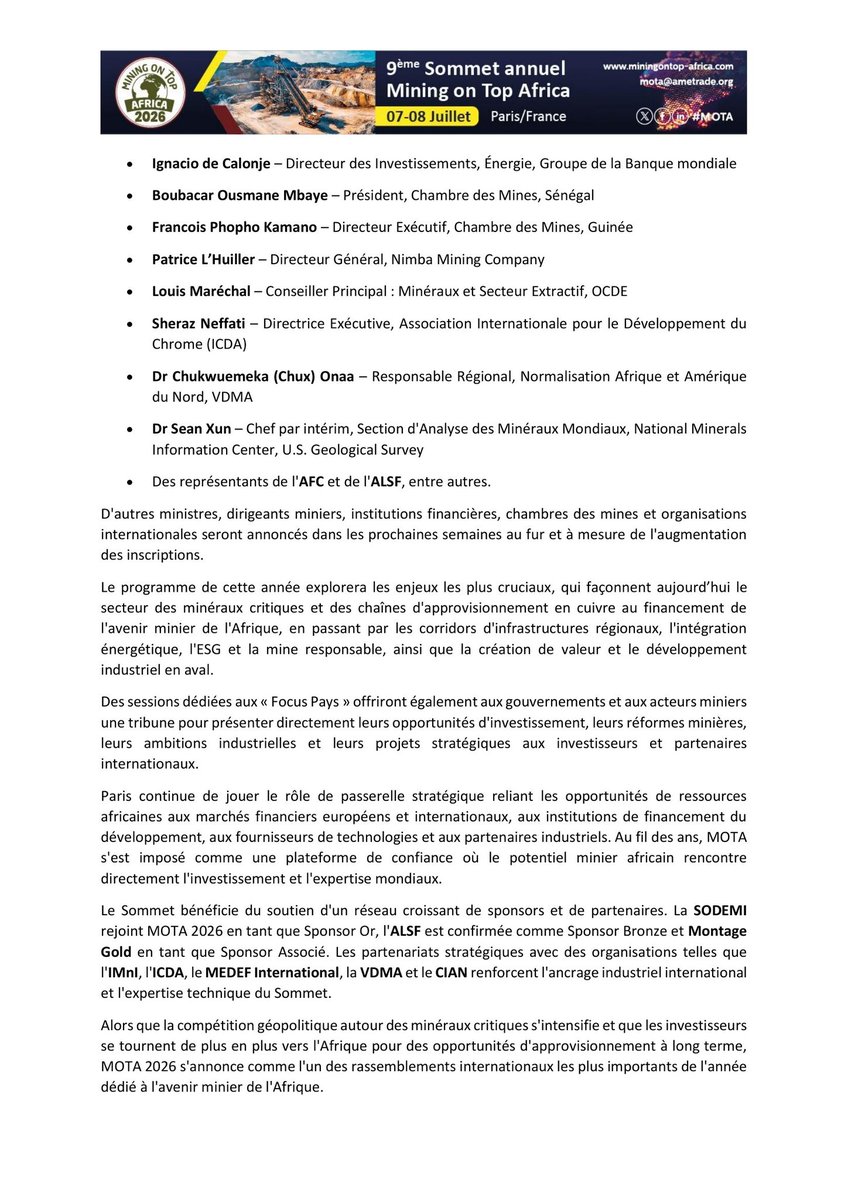 IvoryMining's tweet photo. COMMUNIQUÉ DE PRESSE MOTA 2026 https://t.co/LojYYisV4y
