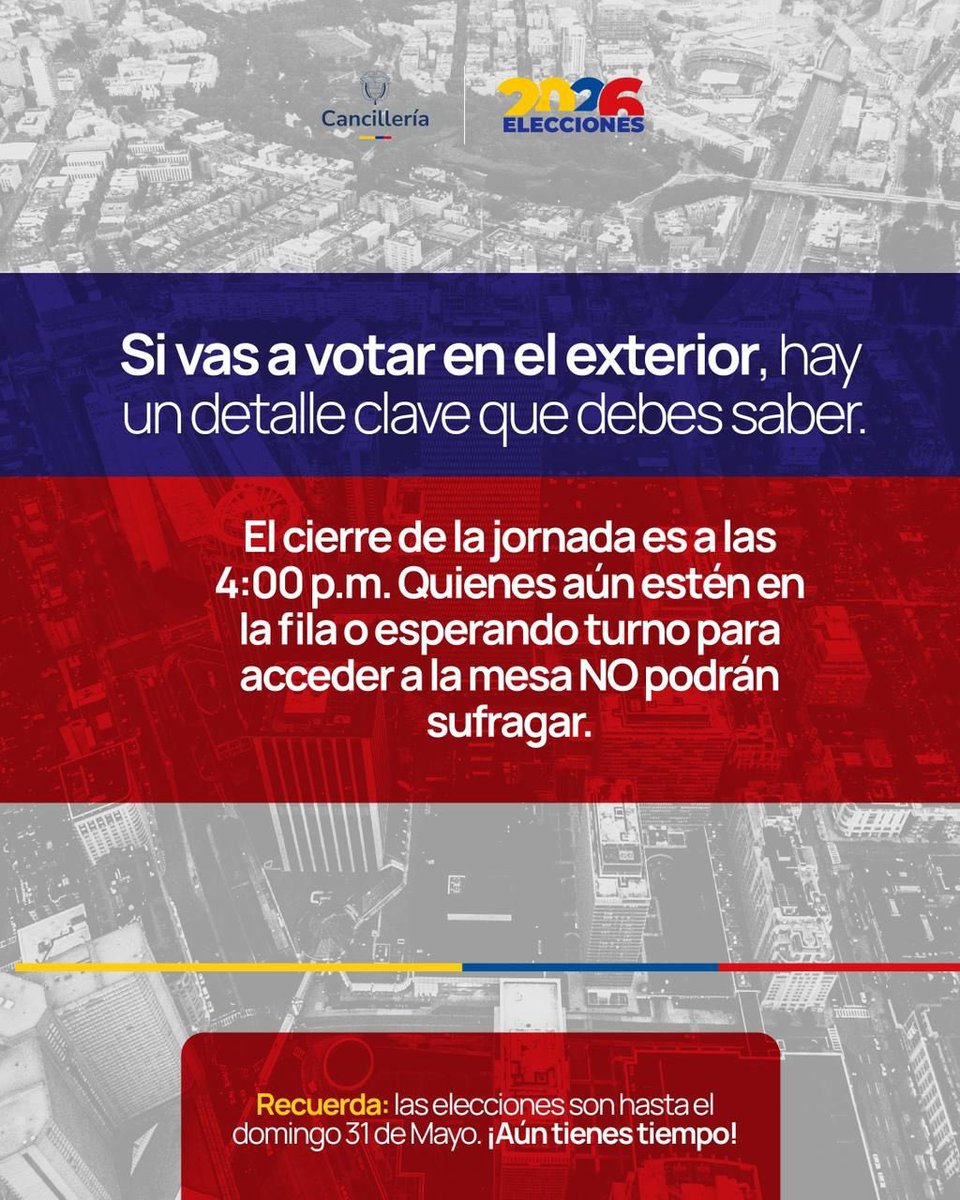 EmbColAustria's tweet photo. ⏰ ¿Sabes hasta qué hora puedes votar en el exterior? Desliza y entérate del detalle clave que debes tener en cuenta antes de ir a tu consulado. 👉 https://t.co/qmC9fCXlvZ