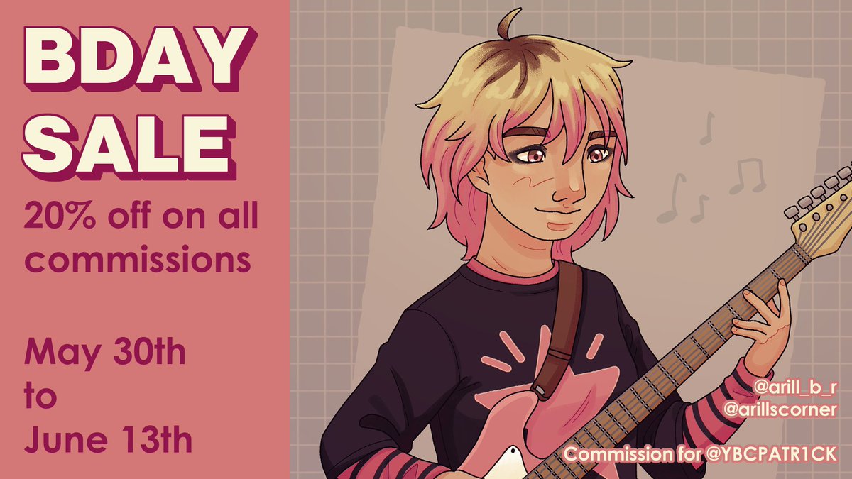 arill_b_r's tweet photo. Hi hi!! My birthday is coming up (June 6th) so I'm holding a discount on all of my commissions during the next 2 weeks ^_^

You can find all the info and place your request over on my #vgen → https://t.co/Pws9z5bWLj

🔁💖🌟 https://t.co/vACjZ4PUoT