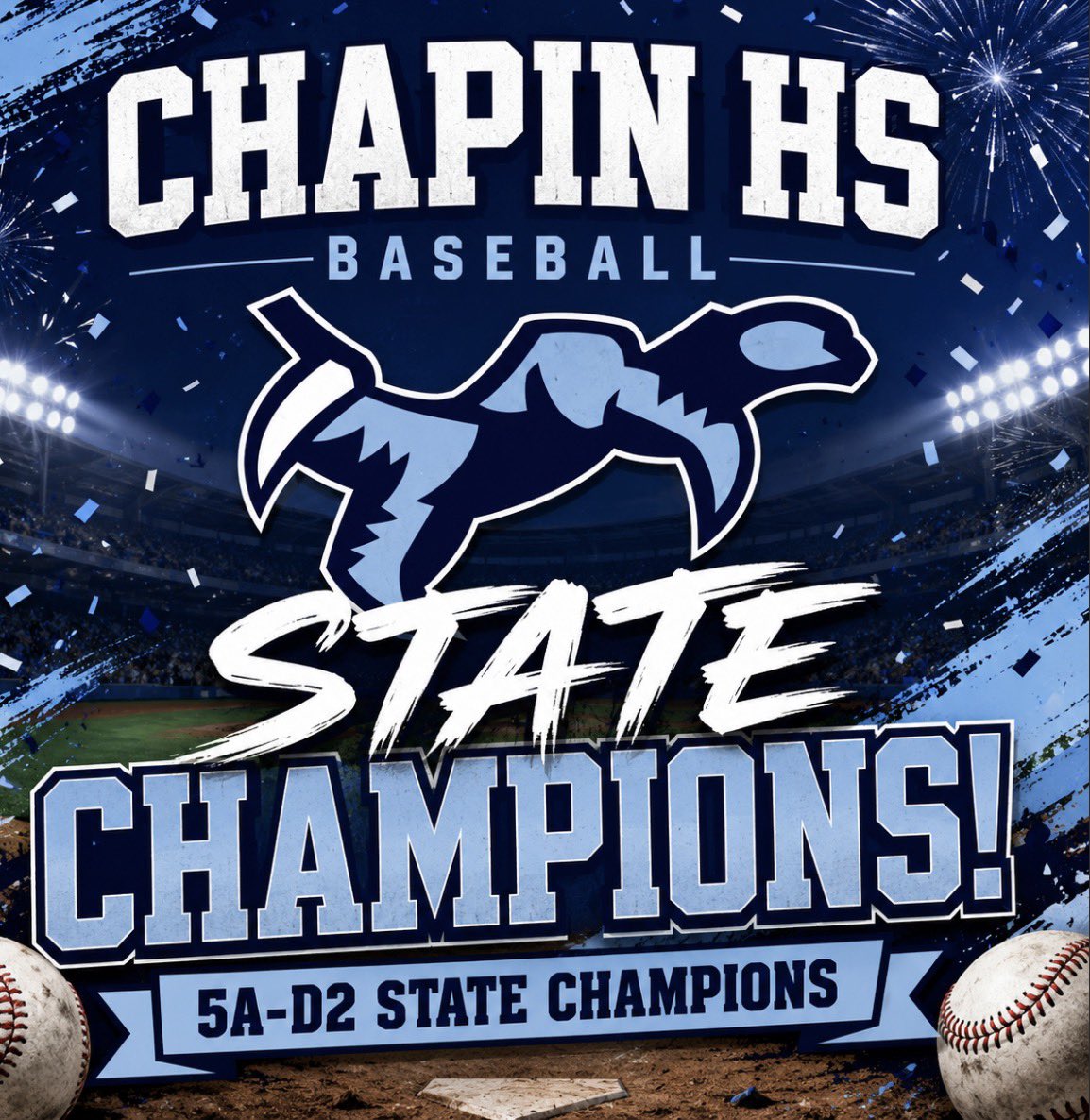 diamondprospect's tweet photo. Congratulations to Chapin HS and Head Coach Dell Lever on winning the 5A-D2 State Championship in two games. 

Their first title since 2018! https://t.co/iduE3kxffC