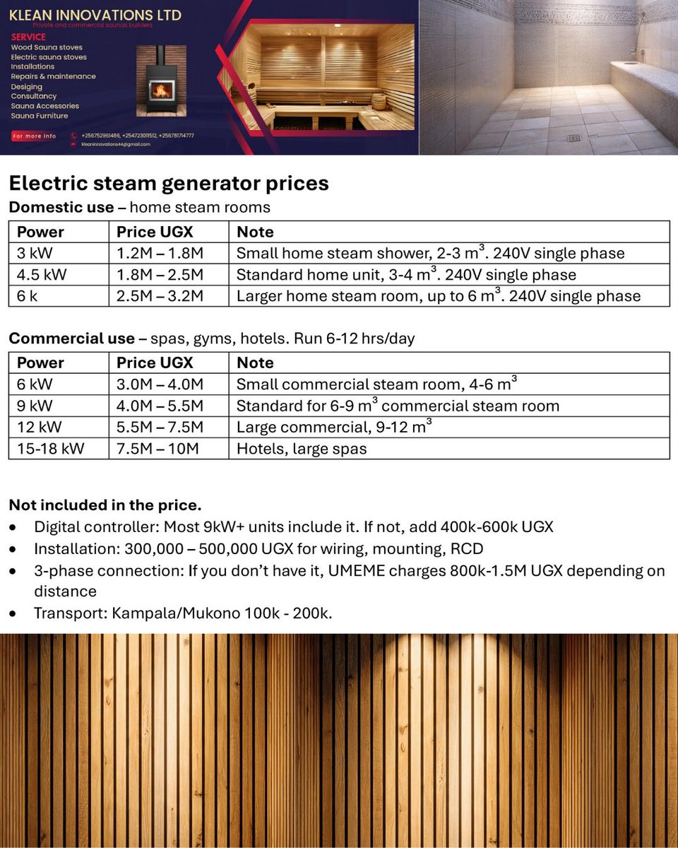 SJKiddu's tweet photo. Sauna heaters: Take 12-20% of cost. Above 6kW needs 3-phase.
Steam boilers: 25-35% of cost, ∼2x stove price. Require auto-drain, timer, plumbing, and 3-phase above 6kW.
Both drive operating cost. https://t.co/YVIxMa7NFn
