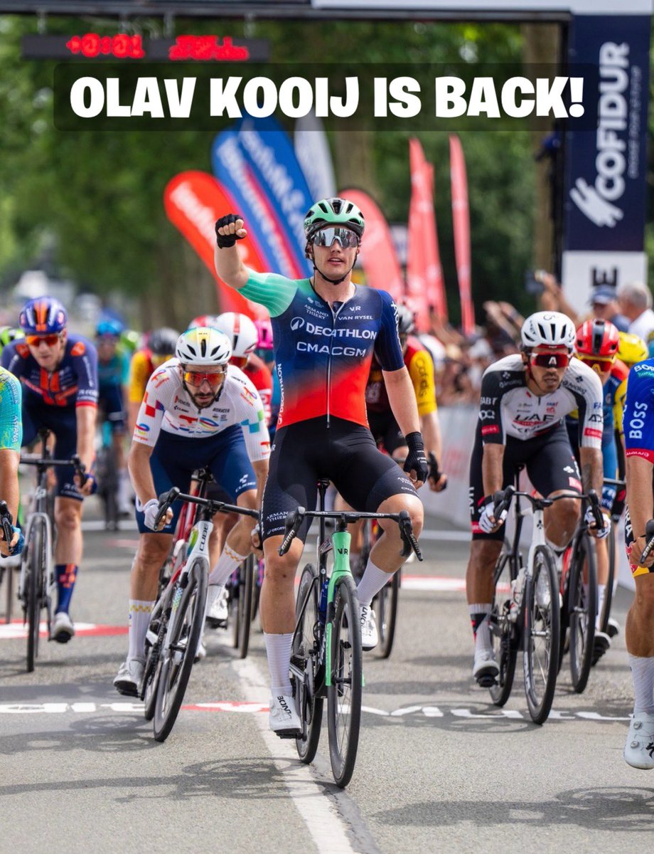 wattkido's tweet photo. Olav Kooij just won his first sprint opportunity after being out for the first half of the season.

He won stage 1 of the Boucles de la Mayenne in a very dominant way…👀🇫🇷 https://t.co/YicGXx1GSV
