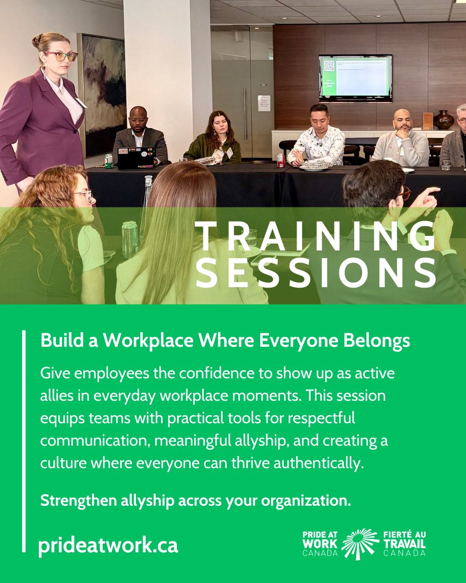 PrideatWorkCAN's tweet photo. 📢 Build a Workplace Where Everyone Belongs. Pride at Work Canada is committed to offering a range of engaging and transformative opportunities for celebrating all employees regardless of gender expression, gender identity, and sexual orientation: https://t.co/VgOy8xYZJu https://t.co/pEYjW8KLju