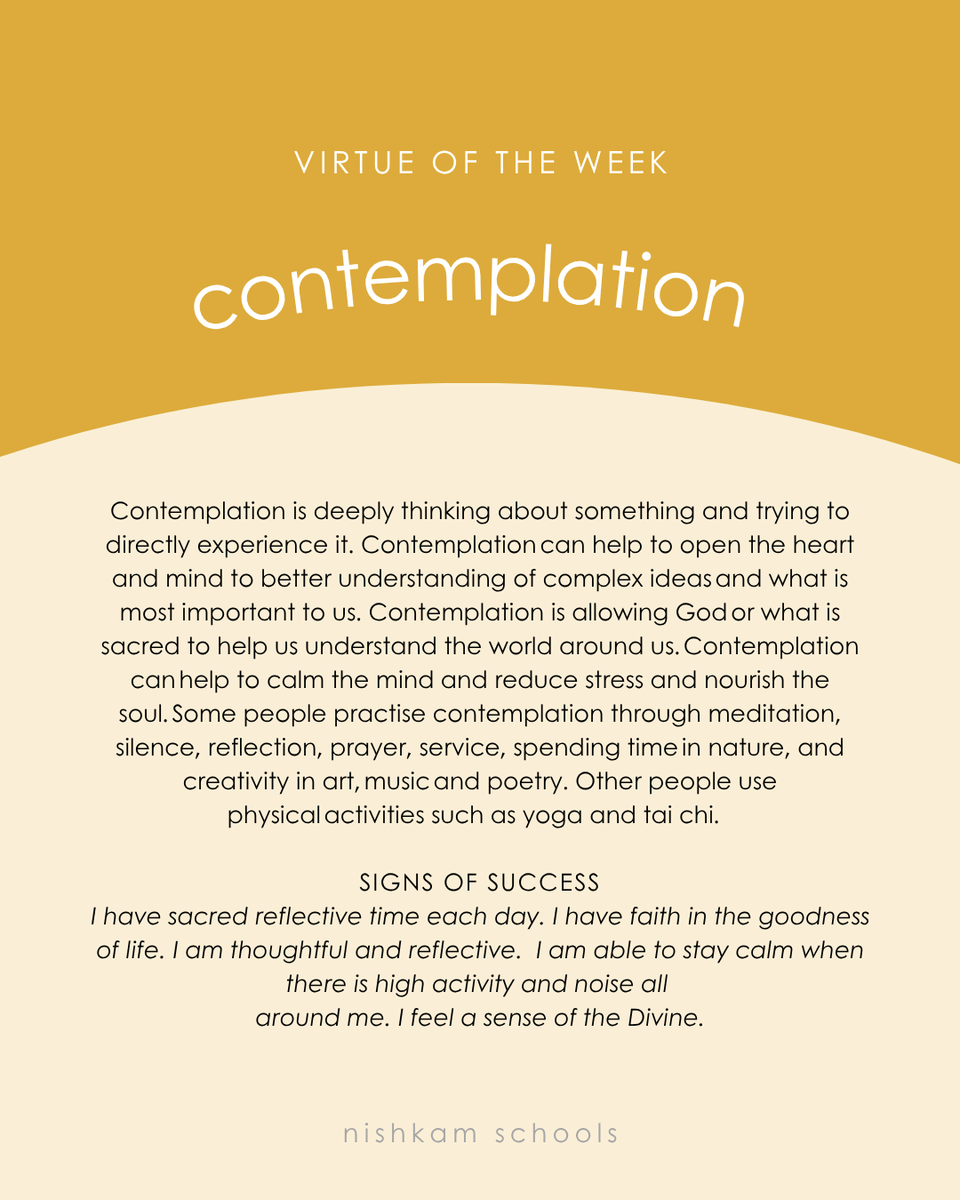 AkaalSchool's tweet photo. This week, we are reflecting on the virtue of contemplation. Pupils are learning how taking time to think deeply, reflect and be still can help us better understand ourselves, others and the world around us. They are exploring how contemplation can open the heart and mind. https://t.co/I4T4i95rdX