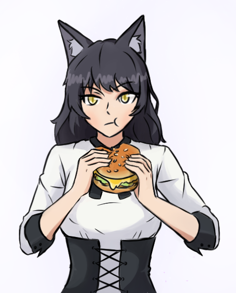 MeltingSnowBro's tweet photo. Happy Blake Friday, I have finally drawn Blake eating a burger, something that up until now did not exist https://t.co/slB5cu4kiM