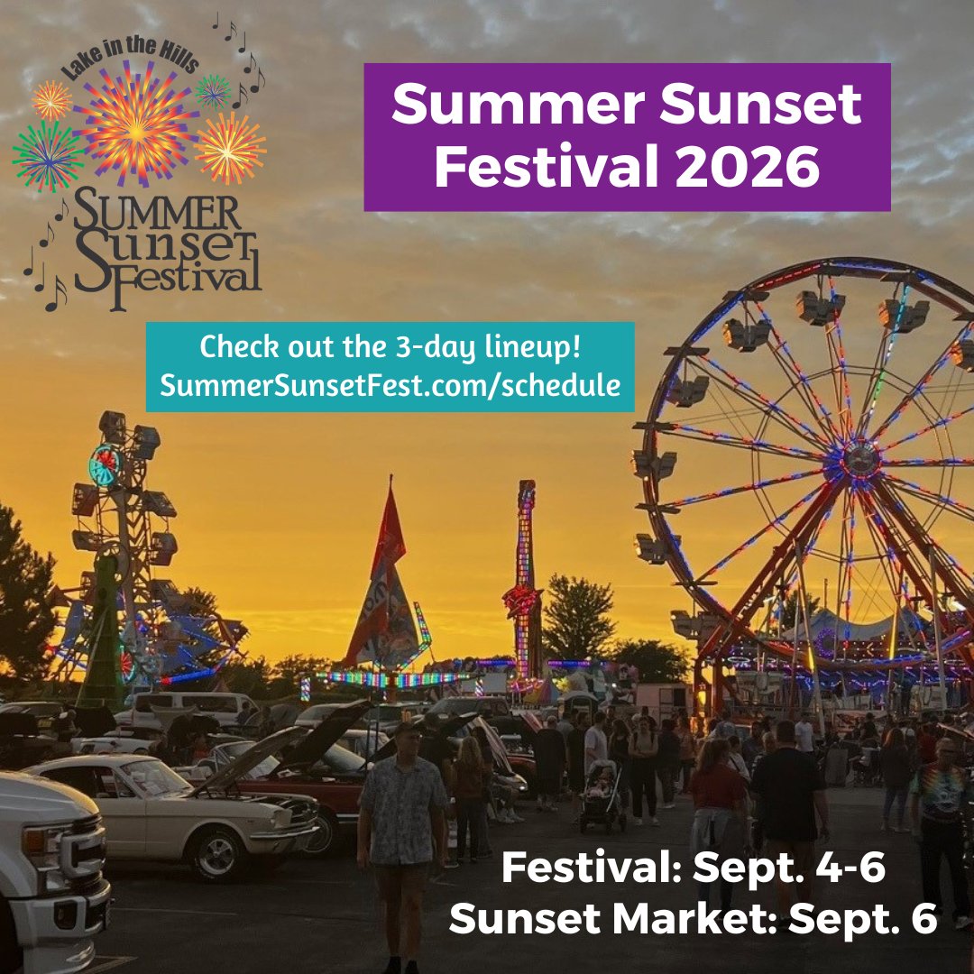 lith60156's tweet photo. The countdown is on, so mark your calendars for Sept. 4-6! The Summer Sunset Festival returns 14 weeks from today to Sunset Park with all the great food, fun, music, rides and games that you remember. 🎉 Check out the 3-day lineup at https://t.co/aeph6hAiPJ. See you there! 😃 https://t.co/b9M5TyzWlb