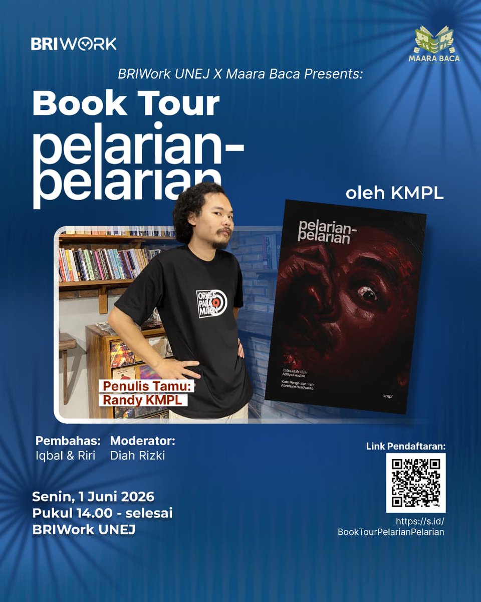 randy_kempel's tweet photo. Dalam rangka tur buku 'pelarian-pelarian', aku akan mengarungi jalur tapal kuda Jawa Timur: Jember - Banyuwangi - Lumajang.

Acaranya beneran "lari" (maraton). Gradag'an tanggal 1-3 Juni 2026.

Kalo lagi senggang, monggo datang. Kita ngobrol nabi-nabi, OK? https://t.co/axYvsvp9E2