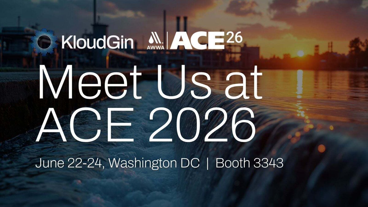 kloudgin's tweet photo. If you're heading to @awwa ACE 2026 in Washington DC, join us at Booth 3343, June 22-24th. We'd love to show you what your industry peers are already doing differently: https://t.co/jUK3aqJ9n1 #ACE26 https://t.co/ytYyWmNzuv
