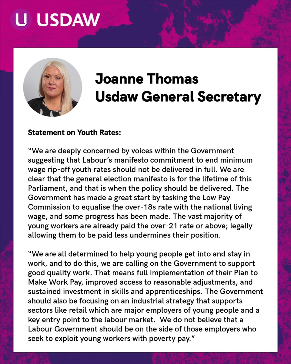 UsdawUnion's tweet photo. Labour must end rip-off youth rates. https://t.co/zAF1EoDHn3
