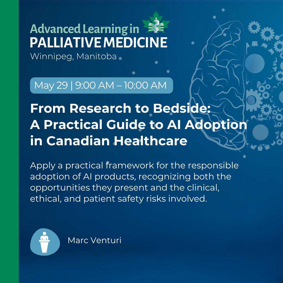 CSPM_SCMP's tweet photo. A thought-provoking  #ALPM2026  session this morning with Marc Venturi, exploring the responsible adoption of AI in Canadian healthcare: the opportunities, the challenges, and what it means for #palliativecare practice. 
https://t.co/TQZnGI3N3p https://t.co/uyC6cZ9Lhs