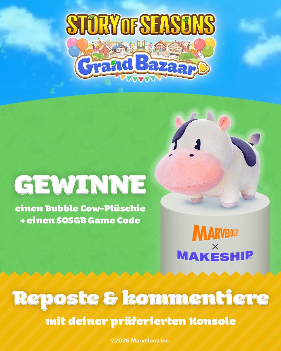 storyseasons_de's tweet photo. Gewinne einen @makeship Bubble Cow-Plüschie! 🐮🤍

Wir verlosen ZEHN Pakete – inklusive einer Bubble Cow + SOSGB Game Code! Teilnahme:

🔄 REPOSTE den Post
💬 KOMMENTIERE mit der präferierten Konsole https://t.co/J55EY3X7hA