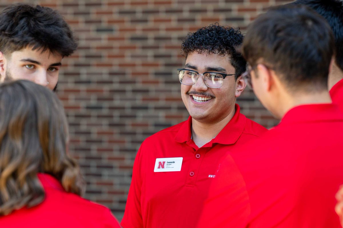 UNLincoln's tweet photo. Graduating high school with a class of 26, Leonardo was anxious about coming to campus. But he realized that behind the big university is a close-knit community &amp; lifelong friendships. Now, he’s helping Huskers feel at home as an orientation leader. 

🔗 https://t.co/T6jgMFAc4H https://t.co/zcSR9SVXrZ