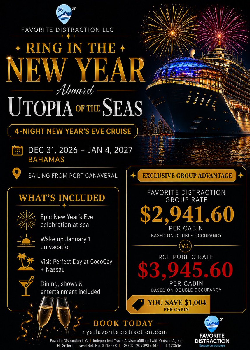 Jerz_Jorge's tweet photo. I found a pretty strong NYE cruise deal from Port Canaveral for anyone who wants Bahamas + CocoCay over New Year’s. Group pricing is about $1,004 less per cabin than the public rate I’m seeing. Happy to send details if anyone wants them. https://t.co/o2bcQAM8We