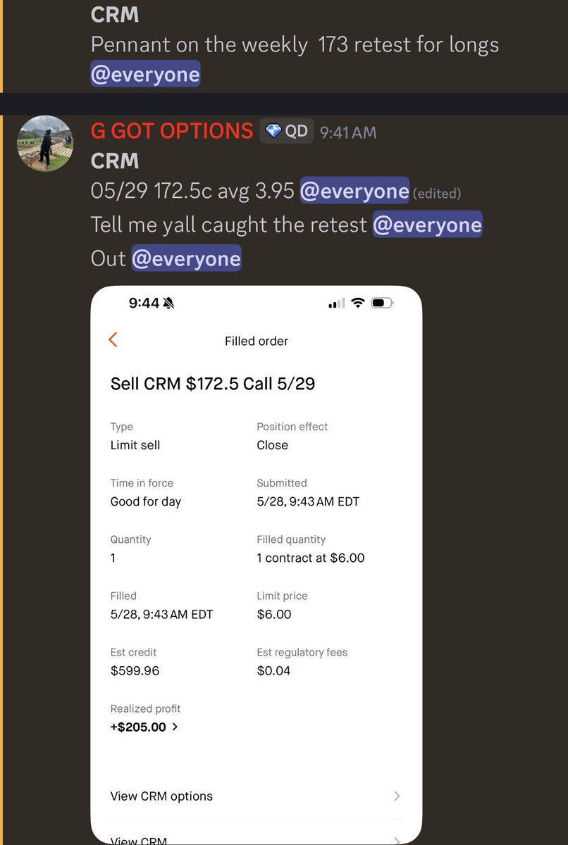 G_GotOptions's tweet photo. CRM recap from yesterday.

Caught the bounce off major support and let the trade work.

✅ CRM 172.5 Calls
📈 +52%
💰 +$205

Price action > predictions. #OptionsTrading #DayTrading #StockMarket #CRM #PriceAction #TradingCommunity #SPY #ChosenTrading https://t.co/WRoEhKXuu7