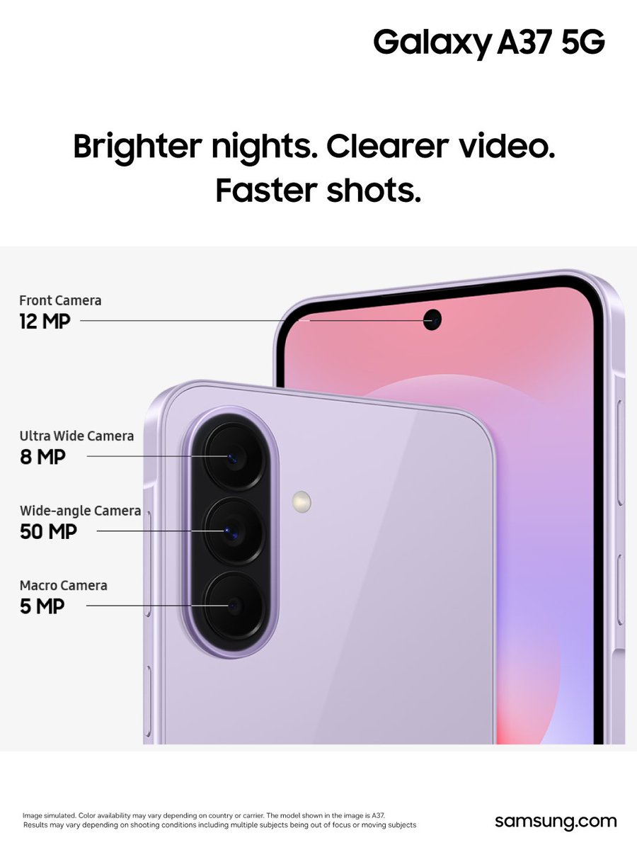samsungmobileng's tweet photo. Capture every moment with the new #GalaxyA57 & #GalaxyA37 5G.
From wide scenic views to ultra-wide perspectives, detailed close-ups, & sharper selfies, their versatile camera systems are built to help you get the perfect shot from every angle.
#TheCreatorsGuide
#SamsungNigeria https://t.co/Blr841MrcG