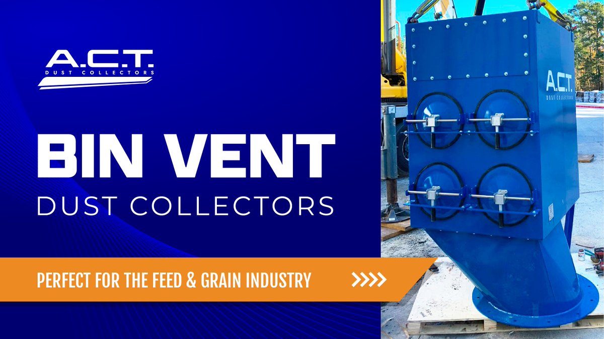 ACTDustCollect's tweet photo. The A.C.T. Bin Vent dust collectors help the feed &amp; grain industry stay compliant while keeping our food safe. Explore the series:

https://t.co/bGKCk3aaUS

#FeedIndustry #AgIndustry #Manufacturing https://t.co/sa2hu9lnUC