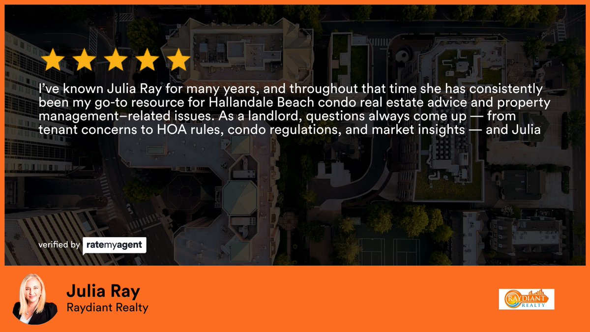 raydiantre's tweet photo. My latest RateMyAgent review in Hallandale Beach.

https://t.co/v03QuGUlgm

...
#ratemyagent #realestate #Raydiant_Realty https://t.co/VBYZgmgFAf