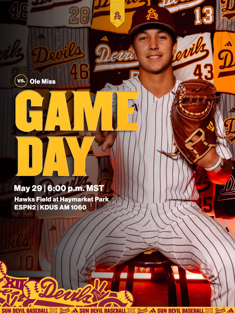 ASU_Baseball's tweet photo. Round 1 Tonight.

🔗: https://t.co/dkMJLF0NsI

#ForksUp /// #Onward https://t.co/avMqHKvwoq
