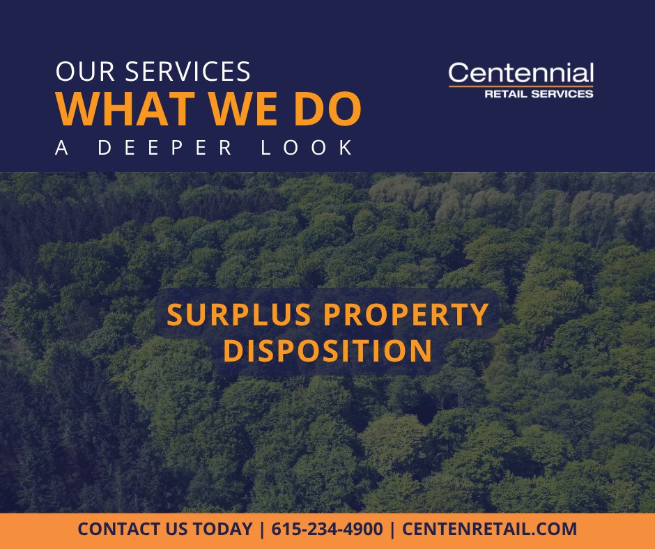 centenretail's tweet photo. Our Surplus Property Disposition service develops concrete strategies for our clients’ surplus properties. We help you make the most of your assets and achieve your financial goals. 

Contact us today to learn how our team can support your business. https://t.co/Db6aHPMQUq https://t.co/1vDfe16uYK