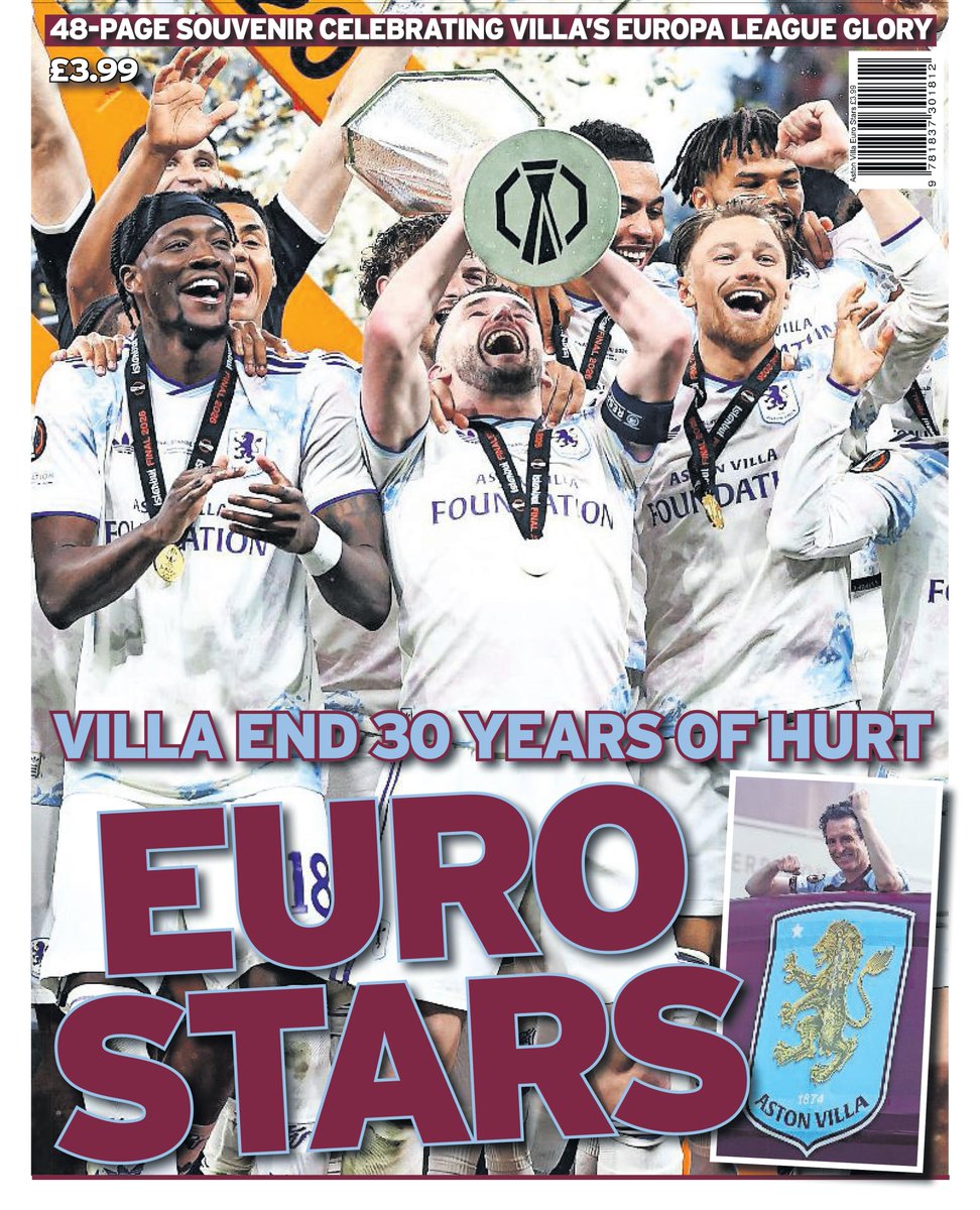 MatKendrick's tweet photo. Our 48-page Aston Villa Europa League winning souvenir special is now on sale. I’m a newspaper man by upbringing, by trade and by sheer love of newsprint and the written word, so of course I’m a huge fan of this. But here’s the sales spiel - it’s a brilliant keepsake. 🗞️ https://t.co/BZoZTaKmUN