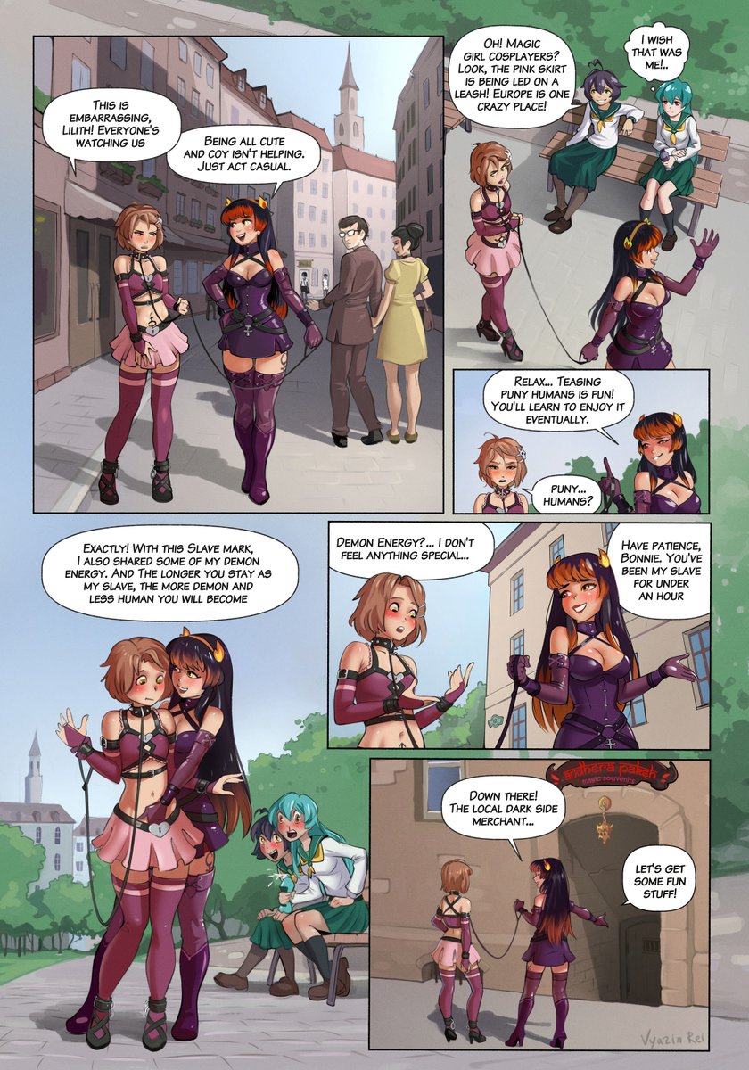 VyazinRei's tweet photo. Bones and Lilith are strolling through the city, and while Bonnie pretends she isn’t being led around on a leash like some kind of dog, passersby watch them with mixed feelings. Soon Bonnie begins to understand the meaning of the phrase “undressing gaze" https://t.co/JjJ8MohqdI