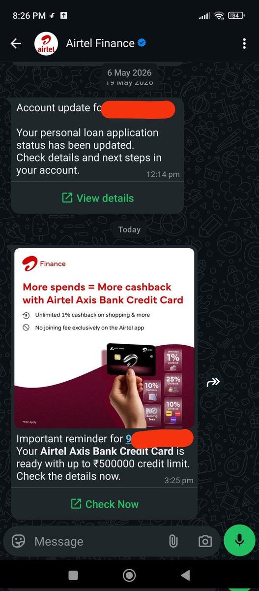 pushkarsharmaa's tweet photo. @airtelindia super annoying 
Continuous calls and spam messages from your team credit, loan, finance. Stop please. On daily basis you're spamming it. https://t.co/jx2EB76qPh