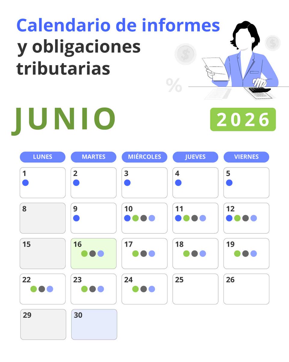 actualicese's tweet photo. #Infografía | 📅 Ojo con las fechas clave de junio. ¡No dejes pasar estos vencimientos tributarios! ✨

🚀 ¡Evita sanciones y cumple a tiempo! 💼💰

💻 Ingresa aquí y consulta el Calendario Tributario 2026 👉 https://t.co/1pN58MN8PV https://t.co/tSu0PAcDTA