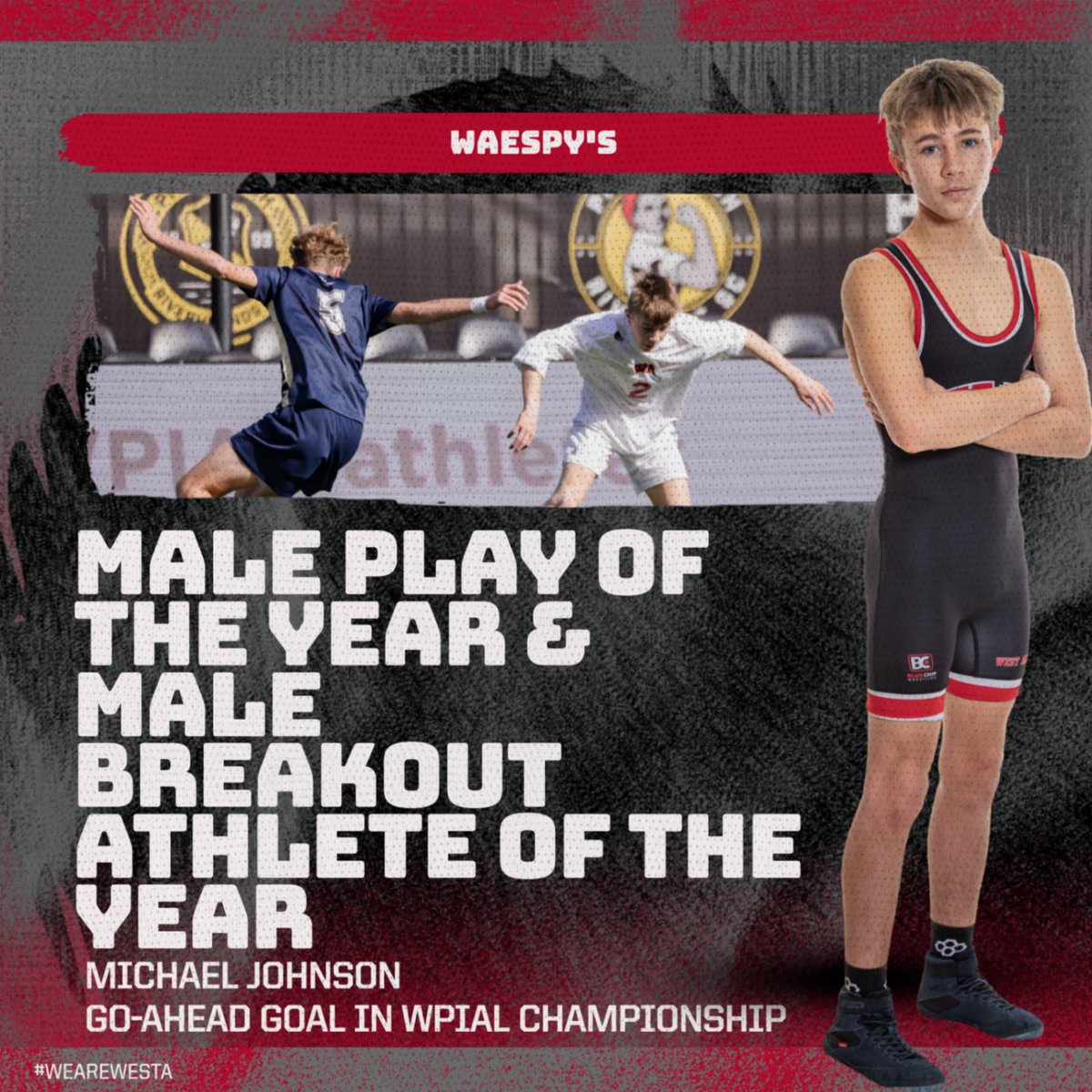 WestASports's tweet photo. WAESPY'S: Congratulations to our male breakout athlete of the year AND recipient of our male play of the year Michael Johnson! #WeAreWestA https://t.co/bOHo0JRCum