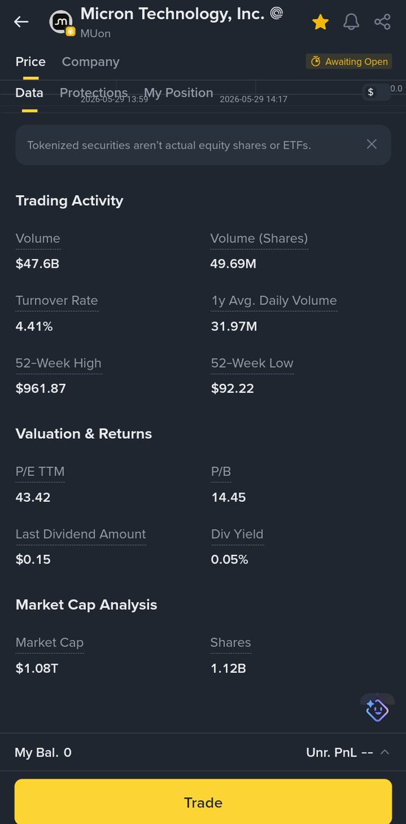 puecrypt's tweet photo. @BinanceWallet @OndoFinance My feedback on trading tokenized securities on #Binance     Useful features include a brief overview of the company showing useful historical information, a one-click purchase button and price movement alert setups
Dark mode and portfolio tracker can be added.
#RWAsOnBinance https://t.co/Lh52hVLT8X