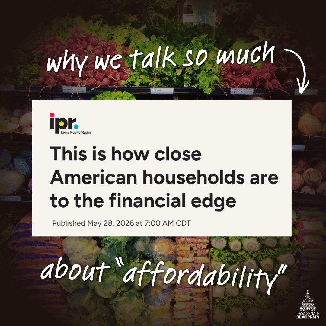 IowaSenate's tweet photo. When we talk about a more affordable Iowa, we're talking about bringing down the cost of the real-life, everyday essentials Iowans need. We're talking about housing and healthcare and childcare. We're talking about our kids' lunches and our grandparents' nursing facilities. https://t.co/QUyFtOrbTM