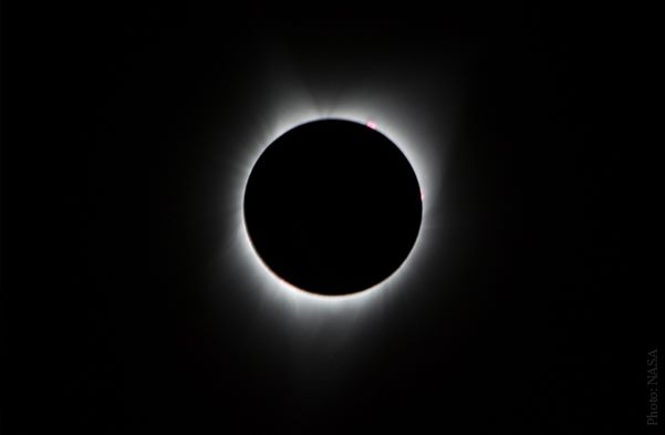 NobelPrize's tweet photo. A total solar eclipse on 29 May 1919 proved a perfect opportunity to test  
@AlbertEinstein's theory of general relativity. The observations confirmed the theory's prediction of the bending of light around the Sun. 

Photo: Total solar eclipse, 2017. https://t.co/SIU18N4cx9