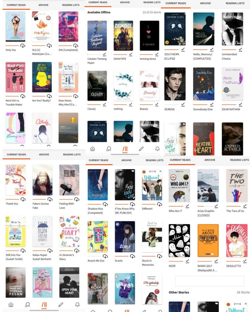 wattpadmenfess_'s tweet photo. guys, look what I found 😍 aku iseng log in ke akun /wp/ lamaku, terus pas buka perpus langsung nostalgia ke era wattpad tahun 2016-2018. adakah yang pernah baca cerita-cerita di bawah ini? https://t.co/CAD9uCDdJ4