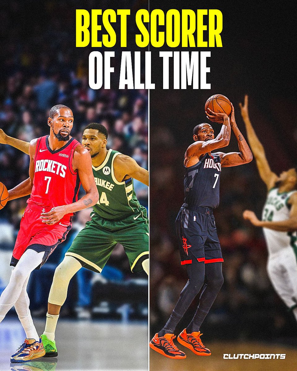 RocketsNationCP's tweet photo. Giannis on Kevin Durant:

“Toughest player I’ve ever had to guard… probably the best scorer of all time.” 😳 https://t.co/fs5Lz1UT7D