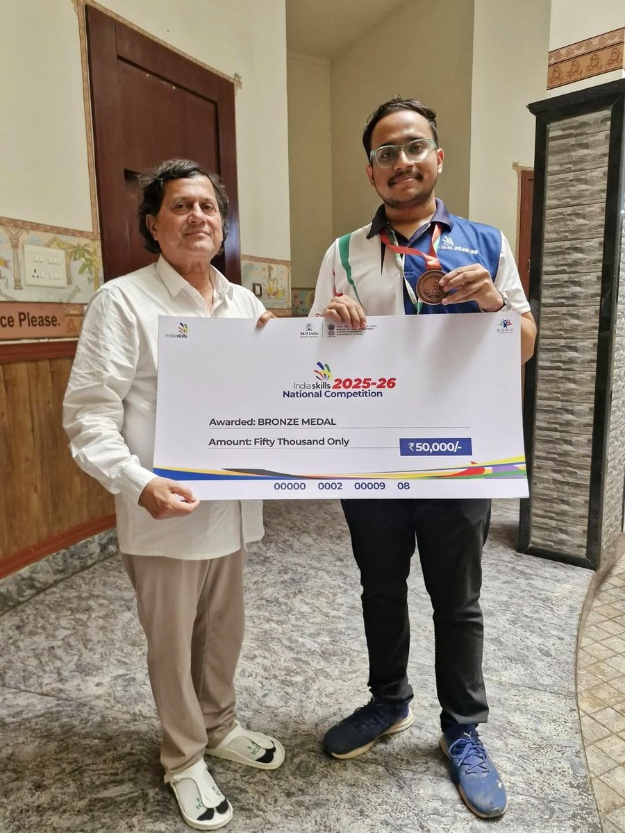 achyuta_samanta's tweet photo. Happy and proud to congratulate my lovable KIITian, Mr Priyanshu De, a Computer Science student of KIIT, for qualifying to represent India at the prestigious WorldSkills Competition 2026 to be held in Shanghai, China.
He had earlier won the Bronze Medal at the IndiaSkills Competition, and through his hard work, dedication and skill, he has now earned this great opportunity to represent our country on the global stage.

My best wishes are always with him. May he continue to work hard and bring more glory to KIIT, Odisha and India.