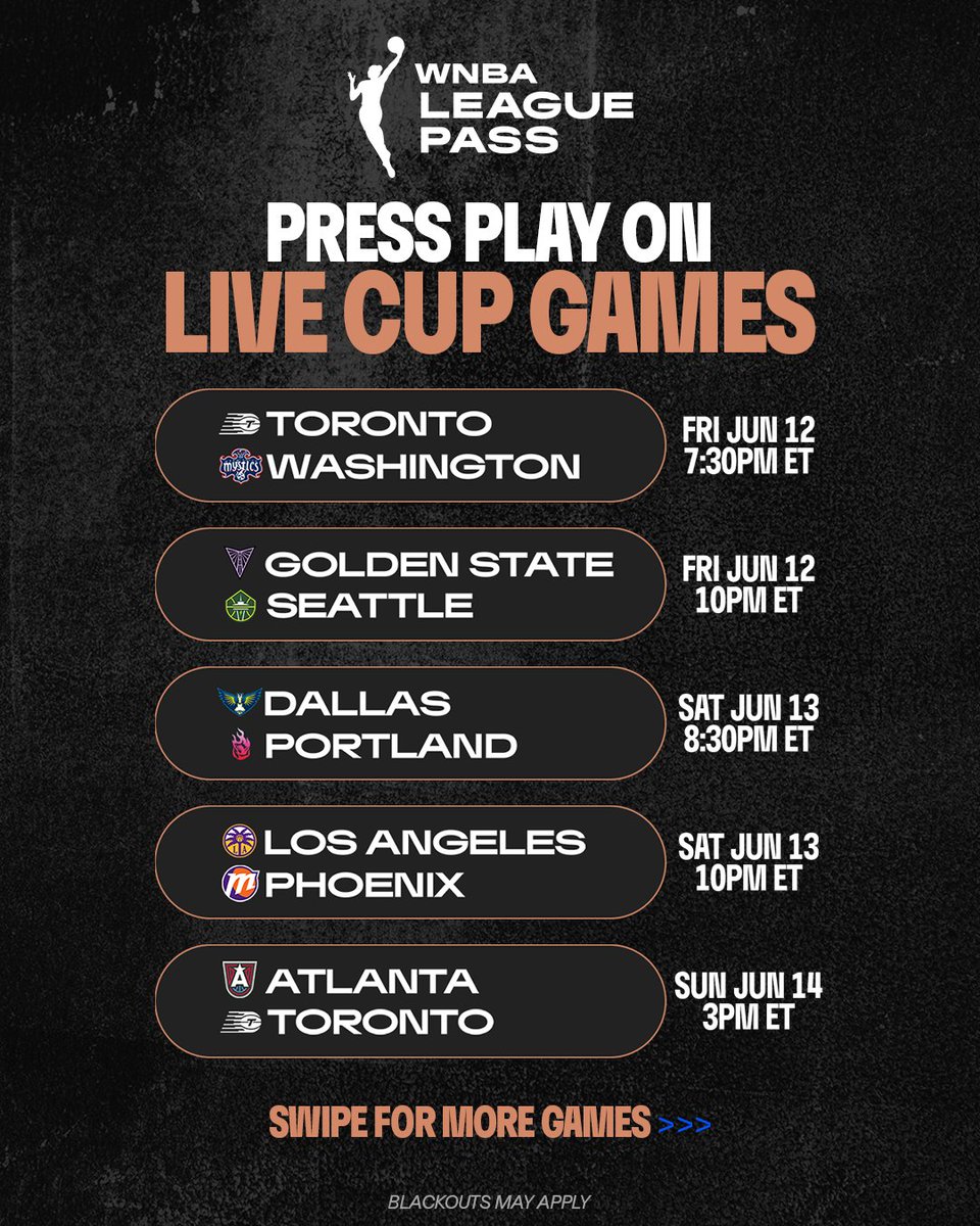 WNBA's tweet photo. 🏆 The Commissioner's Cup presented by @coinbase  starts Monday 🏆

Get WNBA League Pass now to stream up to 25 live Cup games

Subscribe now to get ready 🙌 https://t.co/6A2rzyPhSL https://t.co/tSB7QlFhDp
