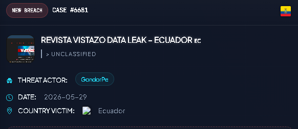 usuariosdigital's tweet photo. #AlertaDigitalEC
Se denuncia filtración de datos de @revistavistazo, la información correspondería a  suscriptores, incluyendo información financiera y personal; no se detalla cantidad de afectados, vía @VECERTRadar https://t.co/7jw3sPCG72
